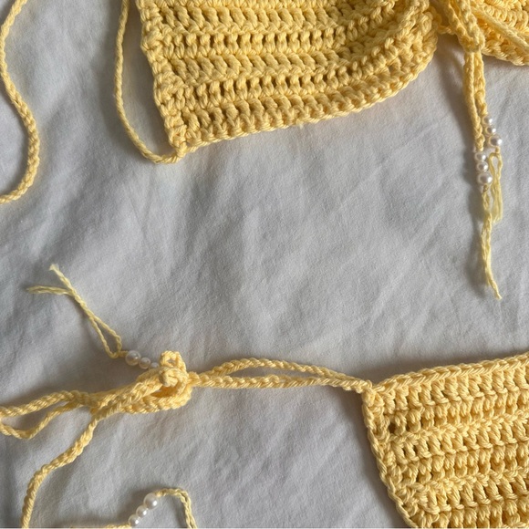 handmade crochet butter yellow bikini set - Picture 7 of 9